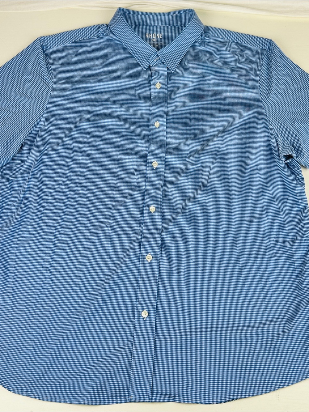 Rhone Button Down Gingham Blue S/S Tech Commuter Shirt Size - 2XL